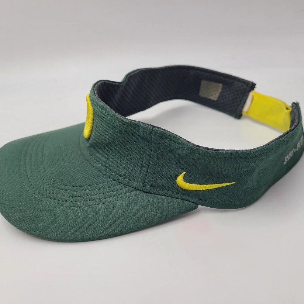 Oregon Ducks Visor Hat Adjustable Nike Green Yellow NCAA Logo Dri-Fit‎ Golf Men